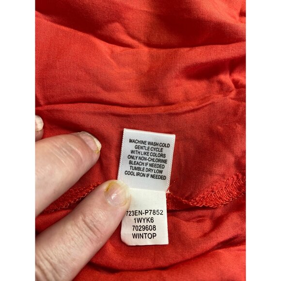 Unity World Plus Size PL Red Embroidered Peasant Top Boho Flutter Sleeve Blouse - Picture 5 of 8